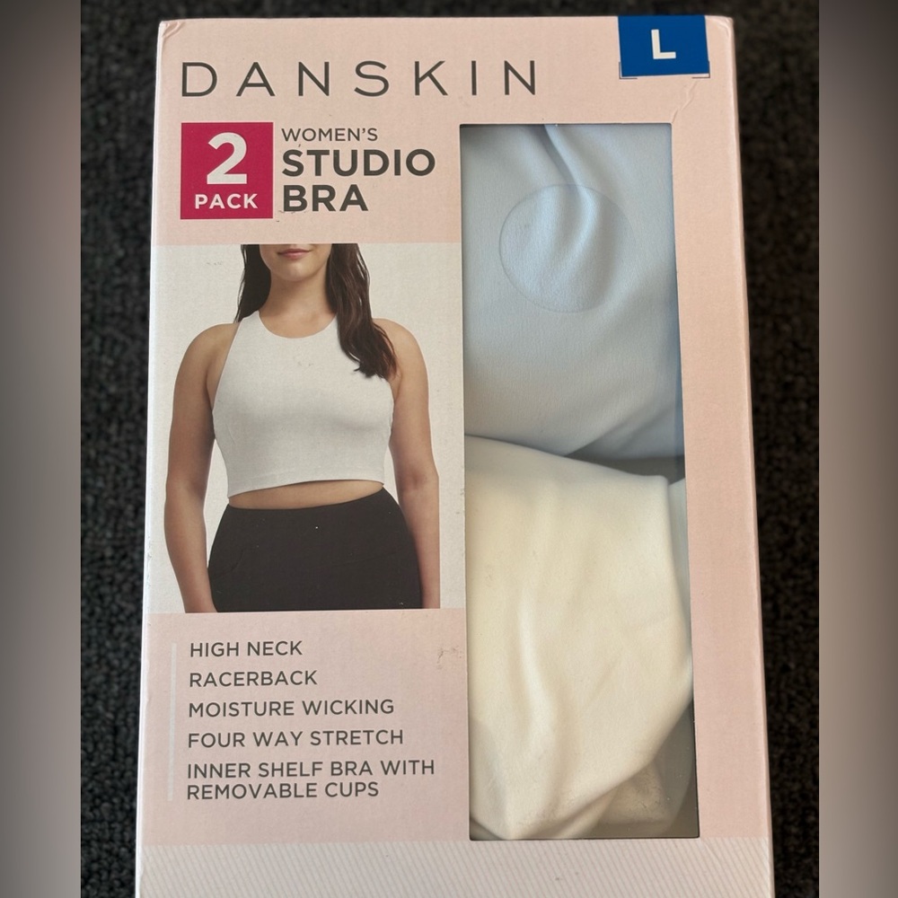 Danskin Women's 2-Pack Studio Bra - Blue and White